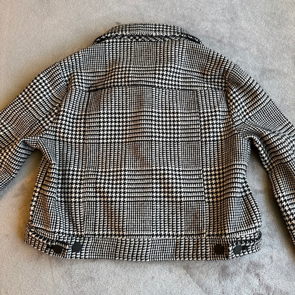 Cropped Plaid Jacket Small Black White Forever 21 Preppy Gossip Girl Y2K 90s - Picture 4 of 8